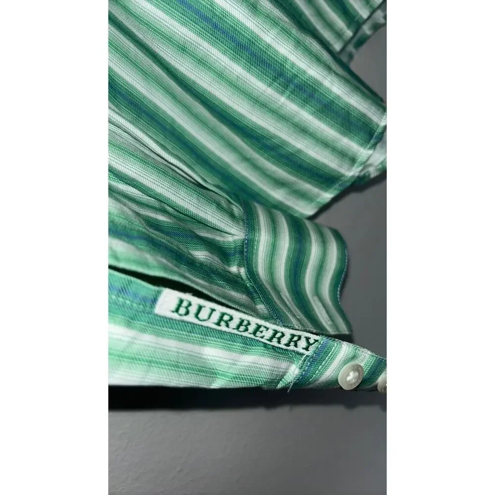Burberry small green button down UK made - Picture 2 of 7